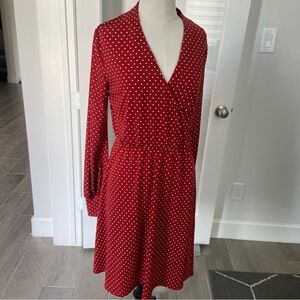 Adrianna Papell Red Wrap Sundress with Bishop Sleeves